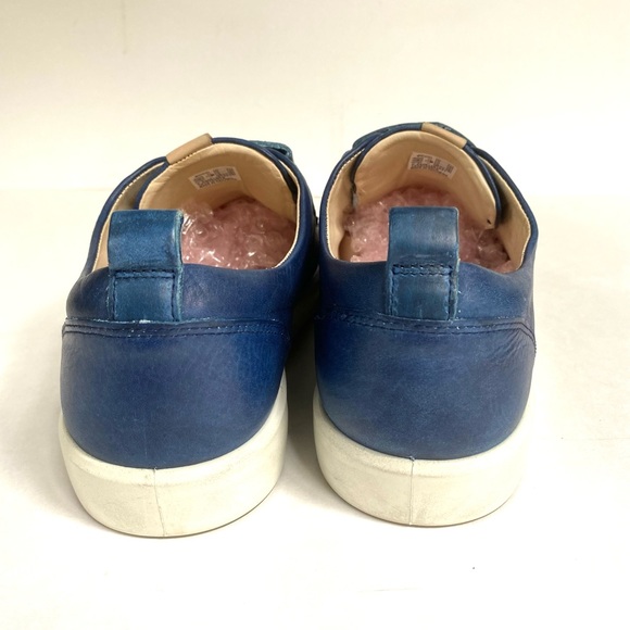 Ecco 8 Men’s Leather Sneaker Indigo Blue Velcro 10 - Picture 6 of 11